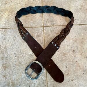 Brown Genuine Leather Braided Belt size Medium
